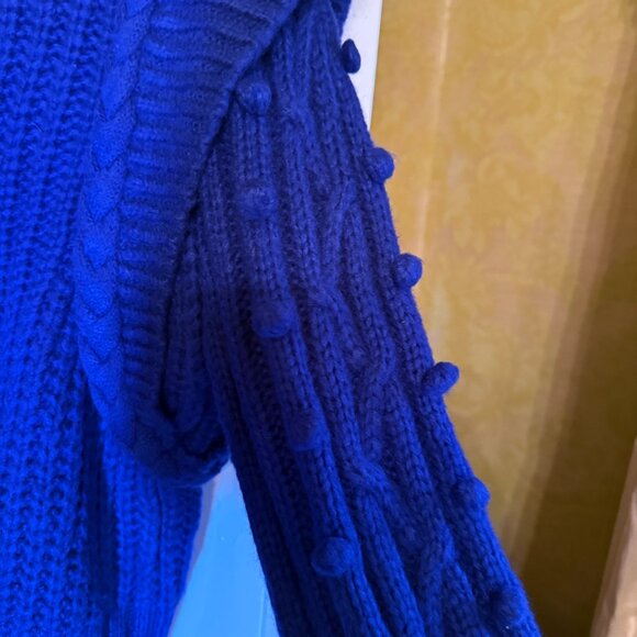 Farm Rio Shaker-Stitch Blue Braided Sweater Size M NWT - Picture 4 of 4